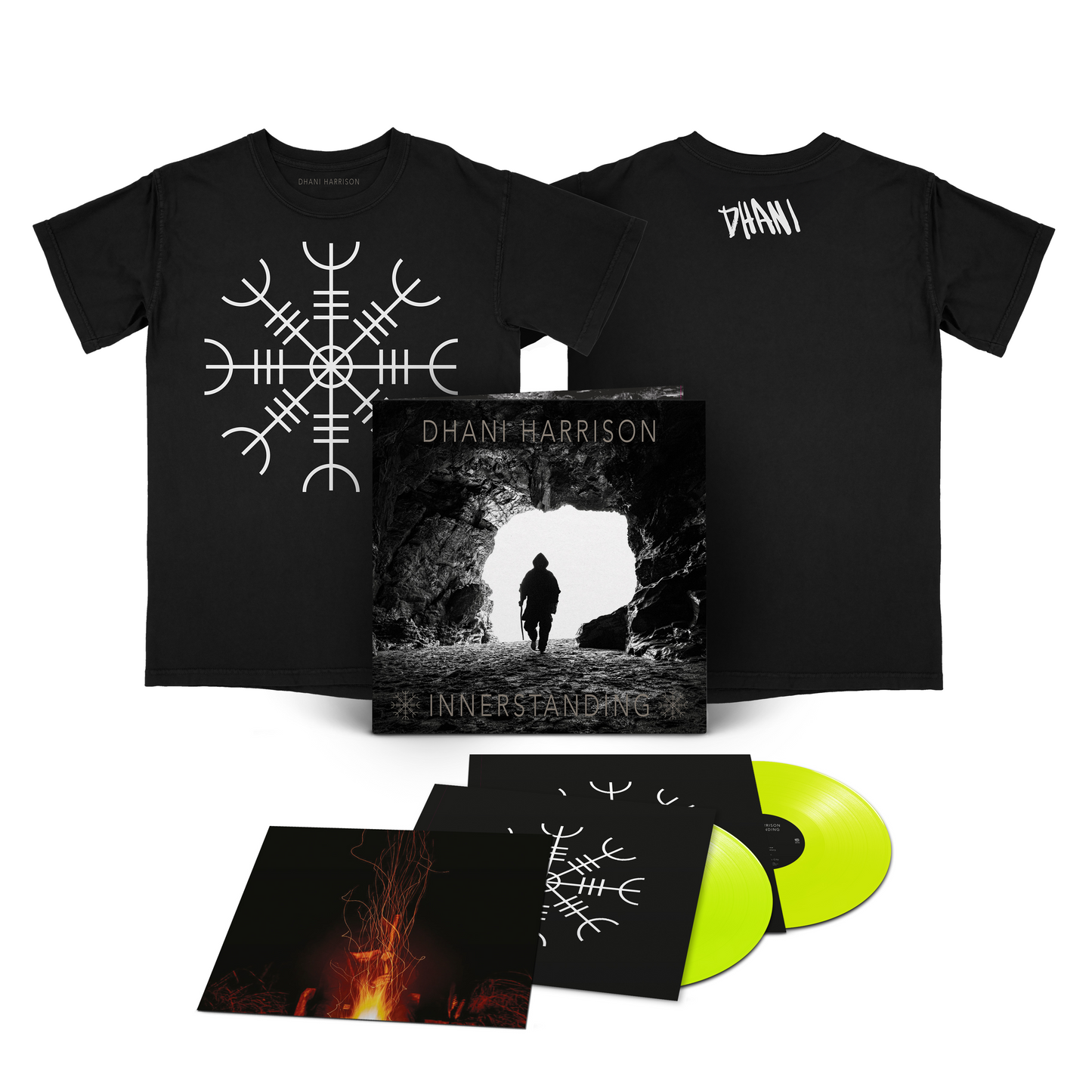 Dhani Harrison INNERSTANDING 2LP Neon Yellow Vinyl + T-Shirt Bundle